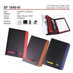 SF 1940-III PU Seminar Folder with Calculator & Writing Pad