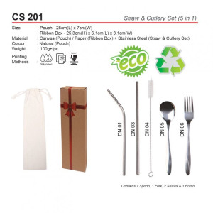 CS 201 Straw & Cutlery Set (5 in 1)