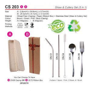 CS 203 Straw & Cutlery Set (5 in 1)