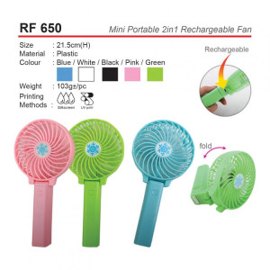 RF 650 Mini Portable 2in1 Rechargeable Fan