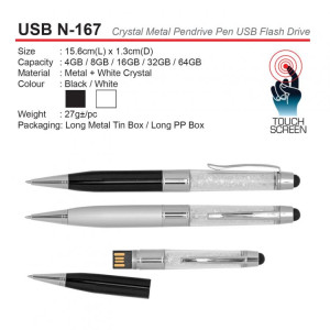USB N-167 Crystal Metal Pendrive Pen USB Flash Drive