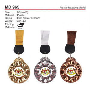 MD 965 Plastic Hanging Medal