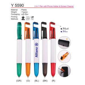 Y 5590 2 in 1 Pen with Phone Holder & Screen Cleaner