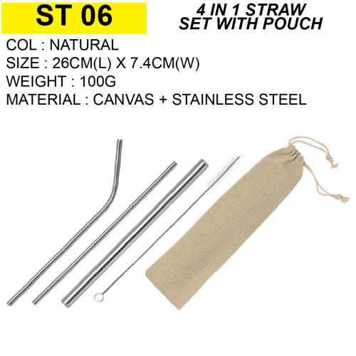 ST 06 4 IN 1 STRAW SET WITH POUCH