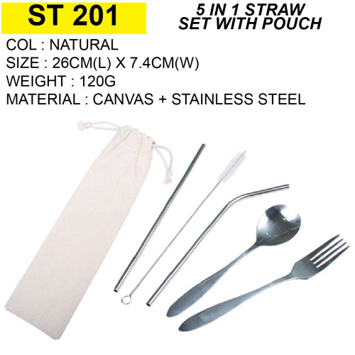 ST 201 5 IN 1 STRAW SET WITH POUCH